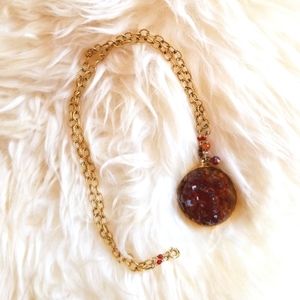 LA Designer precious Amber stone necklace BigRock